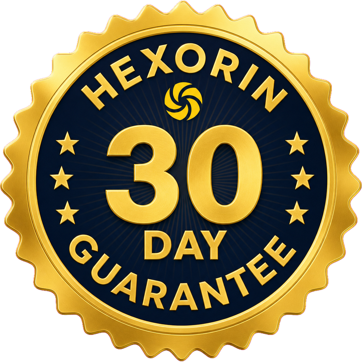 Hexorin 30-day guarantee seal